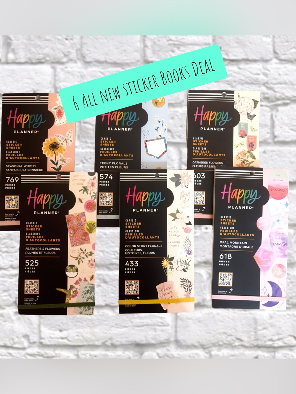 Happy Planner Floral Sticker Book Set – Six Brand New Books